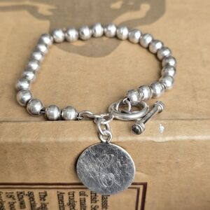 STERLING SILVER BEADS BRACELET WITH INITIALS-925